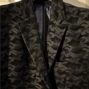 Robert Graham Black crushed velvet with pattern.